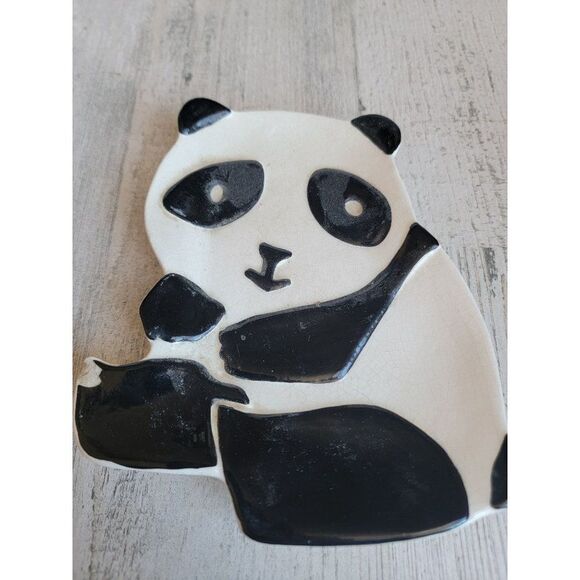 Vohann AS IS panda bear ceramic trinket plate zoo - Picture 1 of 7